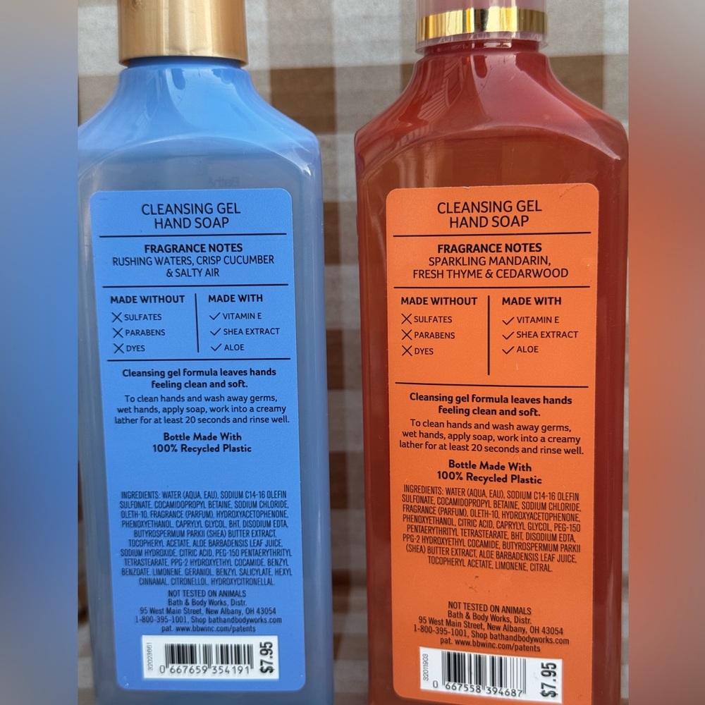 NEW B&BW (2) Gel cleansing hand soaps - kitchen mandarin, rainforest falls 8 oz - Picture 2 of 3